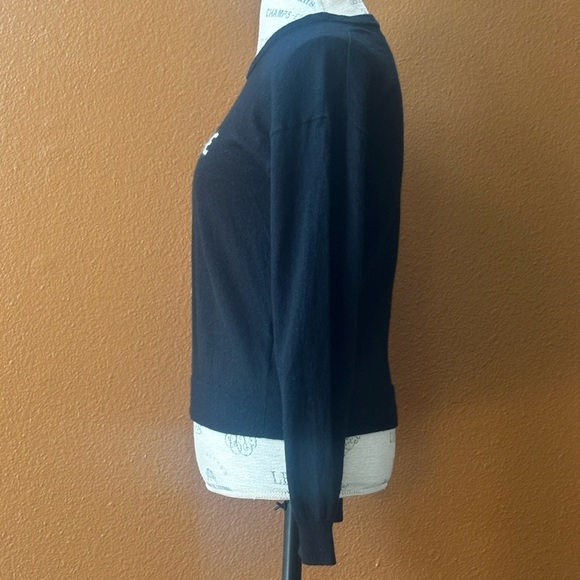 Zadig & Voltaire Black “Je T’aime” Merino Wool Crewneck Sweater Size Medium EUC! - Picture 8 of 11